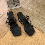 KYLETHOMASW  -  Fashion Womens Shoes 2025 Sandals Stiletto Heels Suit Female Beige All-Match Luxury Girls Low New Comfort High Retro Summer
