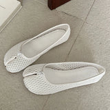 KYLETHOMASW  -  Women Mesh Split Toe Ballet Flats Summer Breathable Hollow Out Shoes White Casual Slip on Flat Loafers Beach Sandals