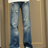 KYLETHOMASW  -  Denim Pants Women Streetwear Blue Holes Spring Autumn Y2k Pantalones De Mujer Korean Fashion Vintage Trousers