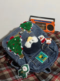 KYLETHOMASW  -  Christmas Denim Mochila Cute High Capacity Mochilas Mujer Student Bag Original Design Backpack Practical Bags for Woman