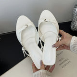 KYLETHOMASW  -  Fashion Shallow Elegant Women Low Heel Pumps Shoes Casual Female Slides Footwear Slip On Ladies Heeled Sandals Shoes