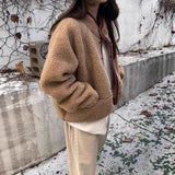 KYLETHOMASW  -  Women Thick Coat Solid Color Fleece Jacket Casual Style Loose Long Sleeve Warm Outerwear Autumn Winter Wear Coat For Ladies
