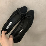 KYLETHOMASW  -  Luxury Footwear Mesh Ladies Flats Slip On Shoes Female Shallow Fashion Butterfly-Knot Women Ballet Flats Dance Shoes New 2025