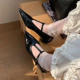 KYLETHOMASW  -  New Spring Fashion Non-Slip Women Mary Janes Flats Shoes Comfort Footwear  Pointed Toe Female Buckle T-Strap Ladies Flats Shoes