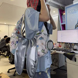 KYLETHOMASW  -  Silver Cute Bunny Ear Tote Bag Women Star Patchwork Large Capacity Shoulder Bag Ladies Fashion Harajuku Y2K Underarm Bag