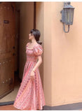 KYLETHOMASW  -  Elegant Vintage Floral Midi Dress Women Sweet Puff Sleeve Korean Slim Fairy Dress Female 2025 Summer Casual Evening Party Dress