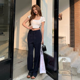 KYLETHOMASW  -  Spring Summer High Waist Casual Suit Pants Women Korean Style Fashion Wide Leg Cargo Pants Female Streetwear Vintage Trousers