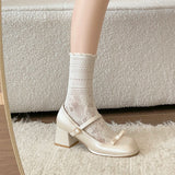 KYLETHOMASW  -  Butterfly-knot Women Mary Jane Shoes Fashion Thick Heel Buckle Strap Dress Shoes Ladies Comfort Spring Autumn Concise Footwear