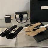 KYLETHOMASW  -  Summer Fashion Thin Low Heels Slippers Women Round Clip Toe Beach Casual Sandals Flip Flops Shoes Zapatos De Mujer