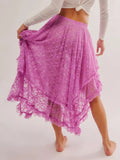 KYLETHOMASW  -  New Fashion Womens Midi Skirts Lace Elastic High Waist Skirts Spring Summer Irregular Hem Casual Skirts Hot Sale S M L