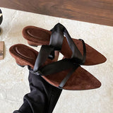 KYLETHOMASW  -  Fashion Wedges Slippers Shoes For Ladies Luxury Female Footwear Pointed Toe Women Heeled Slippers Slides Sandals Shoes