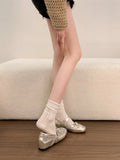 KYLETHOMASW  -  French-style Silver Polka Dot Mesh Mary Jane Shoes New Summer Hidden-heel Stunning Ballet Flats