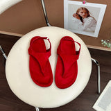 KYLETHOMASW  -  Retro Style Summer Clip Toe Women Gladiator Sandals Concise Ladies Outdoor Beach Vacation Shoes