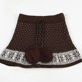 KYLETHOMASW  -  Mini Skirts Women Floral Printed Bandage Slim Stretch Autumn Winter Sexy Knitted Skirt Y2k Grunge Streetwear Ladies