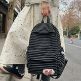 KYLETHOMASW  -  Striped School Backpack Students Mochila  Large-capacity Mochilas Cute Travel Bag Daily Using Bolsas Feminina Backpacks