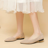 KYLETHOMASW  -  New Women D'orsay Flats Shoes Stretch Soft Ballerinas Loafers Femmes Pointed Toe Slip On Moccasines Fly Weaving Princess Ballets