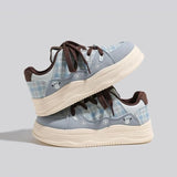 KYLETHOMASW  -  Women's Thick Bottom Sneakers Casual Spring New Style Large Head Fashionable Bread Versatile Flat Shoes Round Toe Ultra Leather