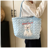KYLETHOMASW  -  Harajuku Pink Large Capacity Tote Bag Women Sweet Cute Puppy Embroidery Handbag Hot Girls Retro Shoulder Bags Aesthetic