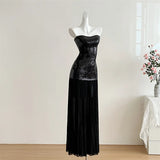 KYLETHOMASW  -  Chic Beach Vacation Long Dress Shiny Sequin Tulle Floor-Length Off-Shoulder Women's Dress Summer High-End Sensation Gown