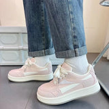 KYLETHOMASW  -  Women Platform Sneakers Cute Cartoon Graphic Print Lace‑up Round Toe Thick Soft Sole Contrast Trim Casual Daily Walking Shoes