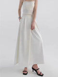 KYLETHOMASW  -  Elegant High Waist White Half Skirt Women's Spring Summer New plus Size Draping Slimming Wide Leg Skirt Pants Casual Cotton