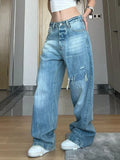 Kylethomasw Ripped Jeans for Women Hip Hop Streetwear Fashion Loose High Waist Korean Wide Leg Denim Pants Y2k Causal Mujer Trousers