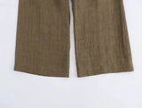 KYLETHOMASW  -  Color Single Breasted Vest Minimalist Casual Pants Retro Linen Texture Coffee Two Pieces Set Women Straight Leg