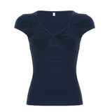 KYLETHOMASW  -  Chest Hollow Out Top Elegant Slim-fitting Short Sleeve T-shirt Summer Chic Basic Square Collar Tops Retro Streetwear