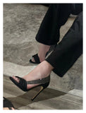 KYLETHOMASW  -  Spring and summer new pointed fish mouth rhinestone lace-trimmed hollow single shoes high-heeled banquet dress women's sandals