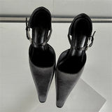KYLETHOMASW  -  Sexy Thin Heels Woman Slippers Elegant Pointed Toe Shallow Buckle Strap Dress Pumps Female Mules Shoes