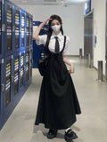 KYLETHOMASW  -  College Style Korean Style Loose Waist-hugging Slim Suspender Dress for Female Students Japanese Mid-length Strap Skirt Suit