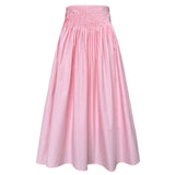 KYLETHOMASW  -  Elegant High-Waisted Pink A- Line Skirt Sweet Umbrella Design Sensibility Plenty of Pleats Medium-Length Women's Fashion