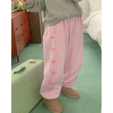 KYLETHOMASW  -  Harajuku Fleece Sweatpants Women Pink Bow Print Joggers Streetwear Black Wide Leg Pants Winter Korean Thick Baggy Trousers