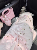 KYLETHOMASW  -  French Style Elegant Party Strap Long Dress Women Beautiful 3D Floral Spaghetti Dresses Seaside Vacation Pink Fitted Outfits New