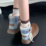 KYLETHOMASW  -  Winter Women Snow Boots Platform Warm Fur Casual Outdoor High Top Shoes Heart Design Plush Ankle Boots High Quality Cotton Shoes