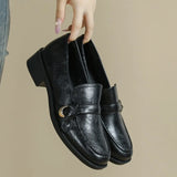 KYLETHOMASW  -  Women's Cow Leather Metal Buckle Slip On Flat Shoes 2025 High Quality Comfortable Loafers Casual Versatile Daily Famale Shoes