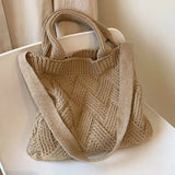 Kylethomasw -  Luxury design handbags for women winter wool knitting the tote bag Fashion Shoulder Female bag Women's purses messenger bag