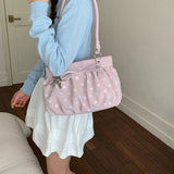 KYLETHOMASW  -  Women's Small Polka Dot Ruched Bow Shoulder Bag Sweet Retro Aesthetic Daily Dating Shopping Underarm Bag New Trend Handbags
