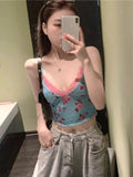 KYLETHOMASW  -  French Floral Suspenders Women Tank Top Sleeveless Sexy Korean Fashion Ropa De Mujer Y2k Clothing Lace Splice Crop Tees