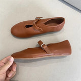 KYLETHOMASW  -  Elegant Ballet Flats Shoes for Women Soft PU Leather Mary Janes Shoes Ladies Spring Autumn Casual Streetwear Comfortable Loafers