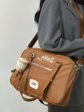 KYLETHOMASW  -  Vintage Casual Canvas Shoulder Bag Women Harajuku Aesthetic Zipper White Handbag Tote Bag Female Retro Crossbody Bags