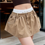 KYLETHOMASW  -  Korean Style Women Patchwork Skirt Detachable High Waist Anti-Exposure A-Line Mini Skirts Spring Summer Casual