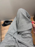 KYLETHOMASW  -  Women Gray Striped Wide Leg Pants Japanese Harajuku High Street Fashion Casual Straight Leg Versatile Autumn Winter Trousers