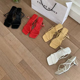 KYLETHOMASW  -  Fashion Womens Shoes 2025 Sandals Stiletto Heels Suit Female Beige All-Match Luxury Girls Low New Comfort High Retro Summer