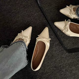 KYLETHOMASW  -  Ballerina Satin Women's Flat Shoes Comfort Non-slip Pointed Toe Ladies Loafers Flats Elegant Bowknot Women's Single Shoes