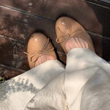 KYLETHOMASW  -  New Spring  Autumn Concise Fashion Flat Shoes Women Shallow Comfort Retro Bowknot Elegant Ballet Flats Women Zapatos De Mujer