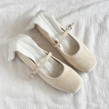 KYLETHOMASW  -  Women's Mary Jane Shoes Elegant French Casual Shoes for Woman Exquisite Square Head Flat Shoe Designer Shoes Zapatos Mujer