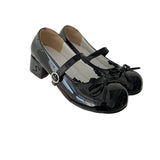 KYLETHOMASW  -  Round Toe JK Women Mary Jane Shoes Ladies Concise Outdoor Butterfly-knot Pumps Spring Autumn Women's Leather Shoes