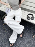 Kylethomasw Basic White Ripped Jeans Women Jeans High Waisted Cowboy Pants Oversized Streetwear Denim Trousers Y2k Hip Hop Clothes