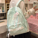 KYLETHOMASW  -  Women's Nylon Lace Bow Backpack Sweet Fresh Aesthetic Daily School Casual Book Bags New Fashion Student Back Packs